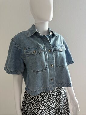Madewell Light Blue Denim Cropped Top Jacket
